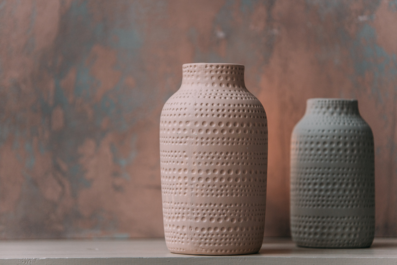 Ceramic Vases on a White Surface